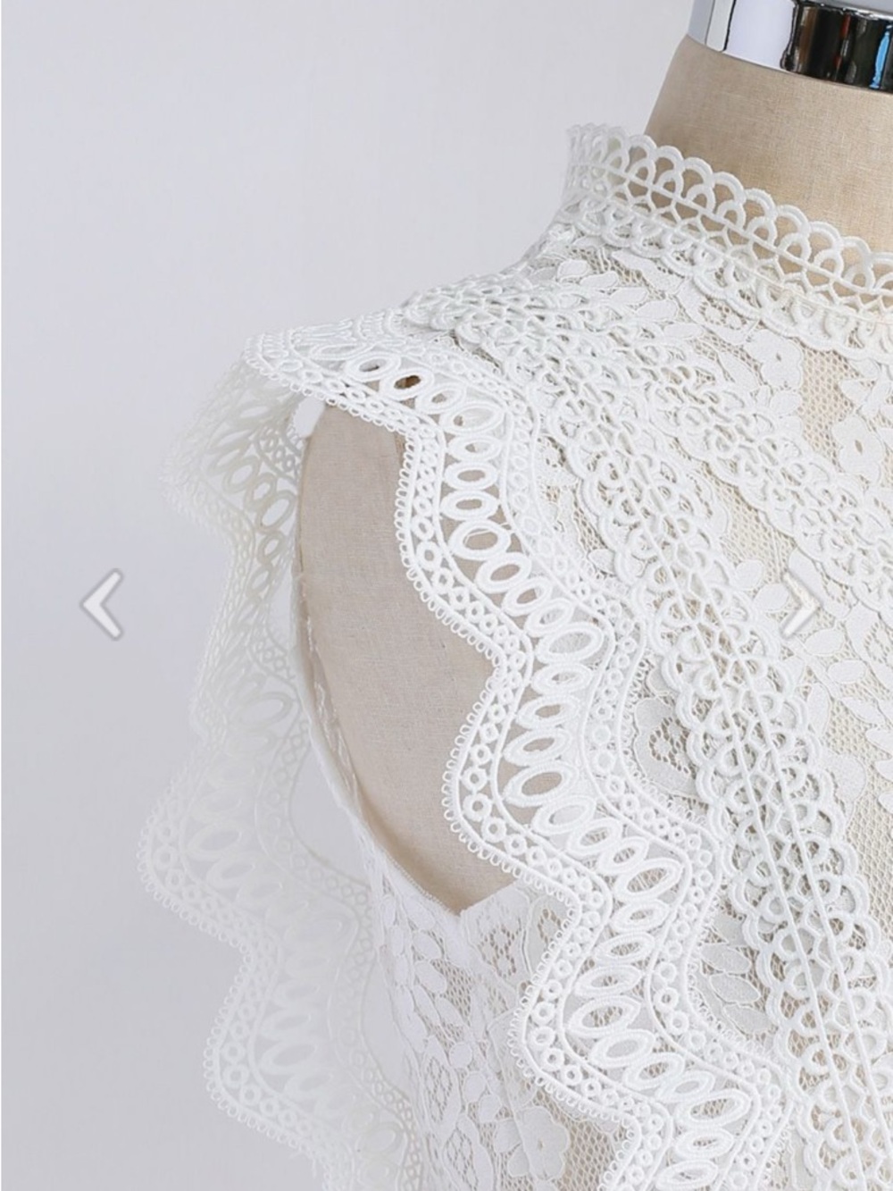 Sassy Start Sleeveless Crochet Lace Top in White- Chicwish - Picture 6 of 10